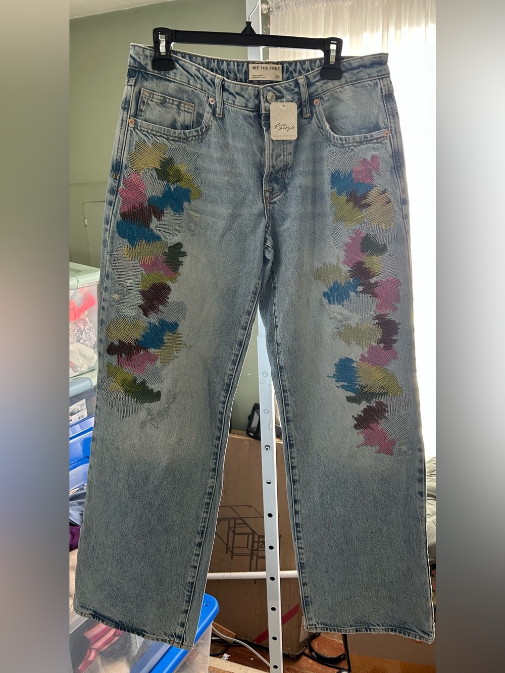 We The Free Women's Painted Light Wash Straight Jeans in Dream Circuit